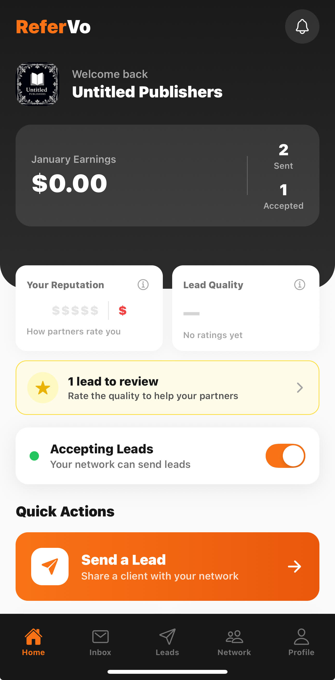 ReferVo Dashboard - Track referral fees and manage your business referral network